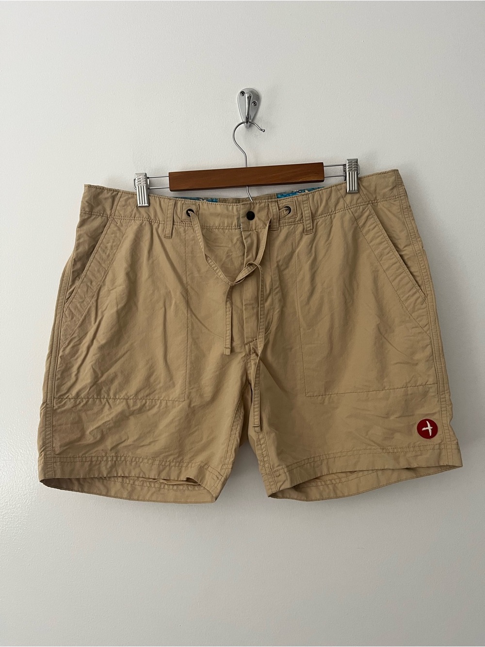 Relwen Huckberry Paddle Shorts Khaki Nylon Athletic Hiking 36